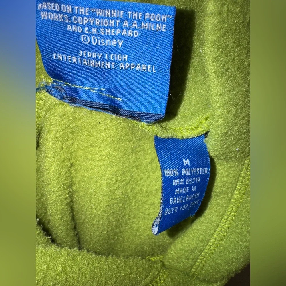 Vintage Winnie The Pooh Green With Yellow Fleece Pullover Hoodie Size Medium